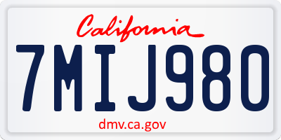 CA license plate 7MIJ980