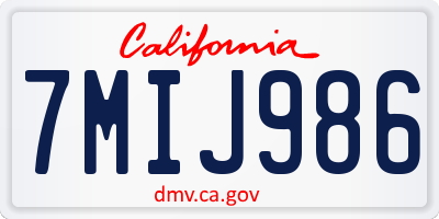 CA license plate 7MIJ986