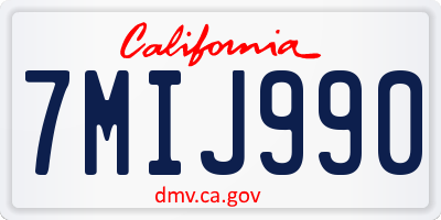 CA license plate 7MIJ990