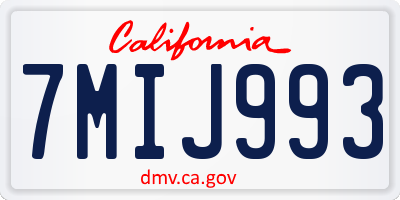 CA license plate 7MIJ993