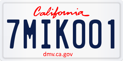 CA license plate 7MIK001
