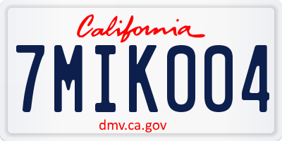 CA license plate 7MIK004
