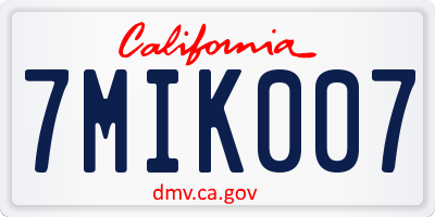CA license plate 7MIK007