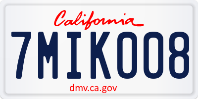 CA license plate 7MIK008