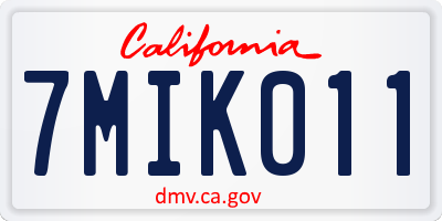 CA license plate 7MIK011