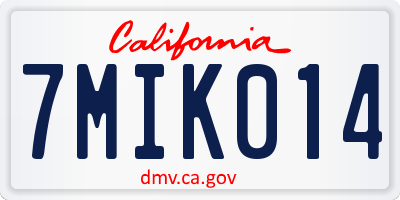 CA license plate 7MIK014