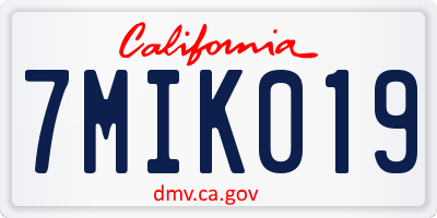 CA license plate 7MIK019