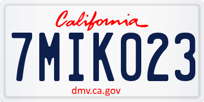 CA license plate 7MIK023