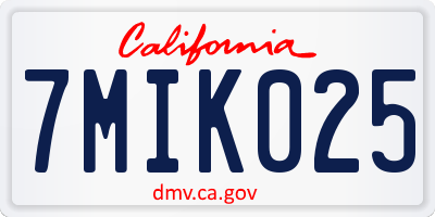 CA license plate 7MIK025