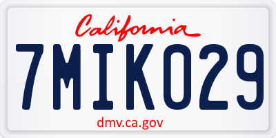 CA license plate 7MIK029