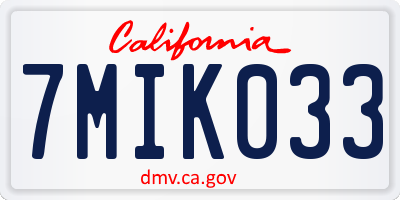 CA license plate 7MIK033