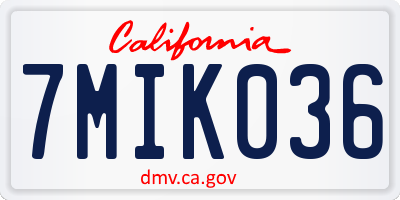 CA license plate 7MIK036