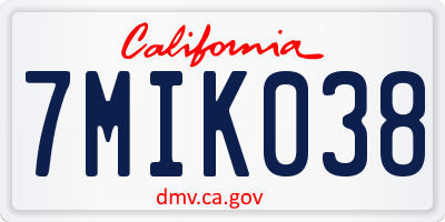 CA license plate 7MIK038