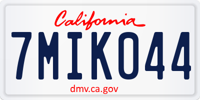 CA license plate 7MIK044