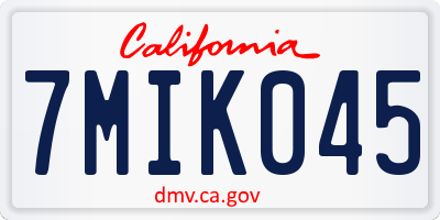 CA license plate 7MIK045