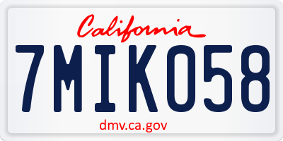 CA license plate 7MIK058