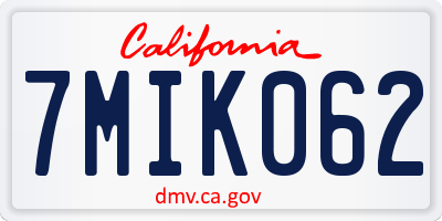 CA license plate 7MIK062
