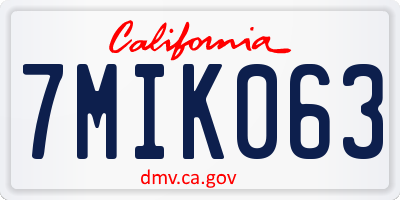 CA license plate 7MIK063