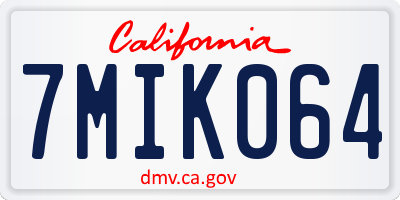 CA license plate 7MIK064