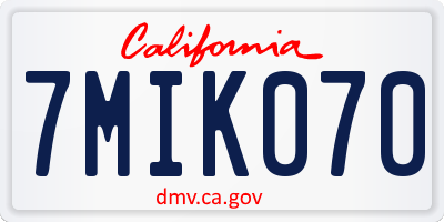 CA license plate 7MIK070