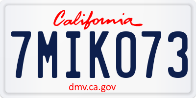 CA license plate 7MIK073