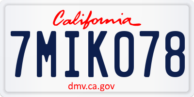 CA license plate 7MIK078