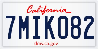 CA license plate 7MIK082