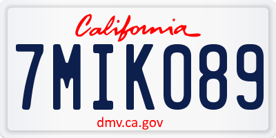 CA license plate 7MIK089