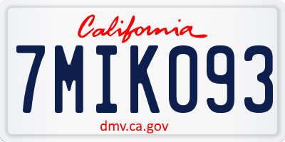 CA license plate 7MIK093