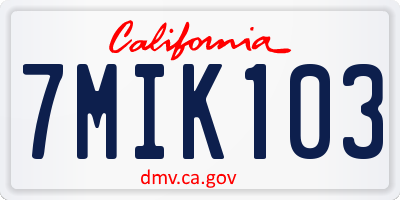 CA license plate 7MIK103