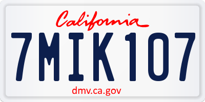 CA license plate 7MIK107