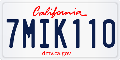 CA license plate 7MIK110