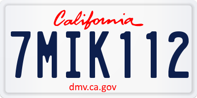 CA license plate 7MIK112