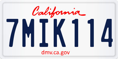 CA license plate 7MIK114