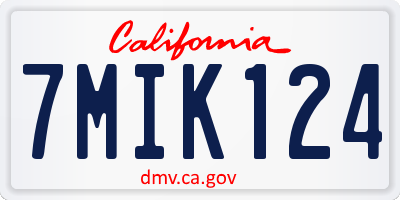 CA license plate 7MIK124