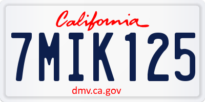 CA license plate 7MIK125