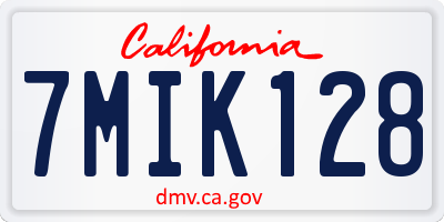 CA license plate 7MIK128