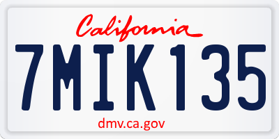 CA license plate 7MIK135