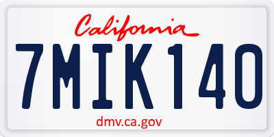 CA license plate 7MIK140