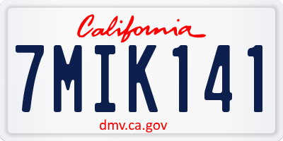 CA license plate 7MIK141