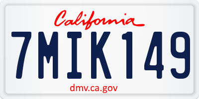CA license plate 7MIK149