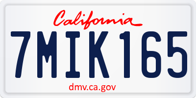 CA license plate 7MIK165