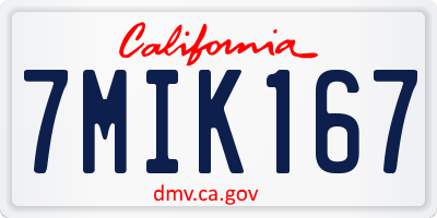 CA license plate 7MIK167