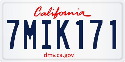 CA license plate 7MIK171