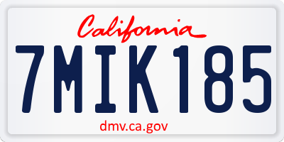 CA license plate 7MIK185