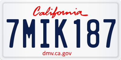 CA license plate 7MIK187