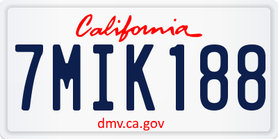 CA license plate 7MIK188