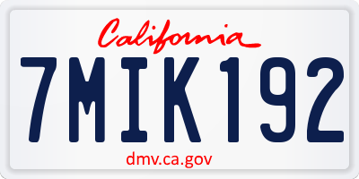 CA license plate 7MIK192