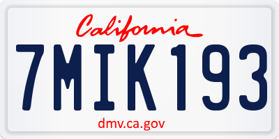 CA license plate 7MIK193