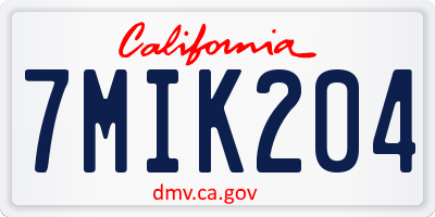 CA license plate 7MIK204